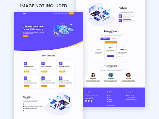 Creative website landing page