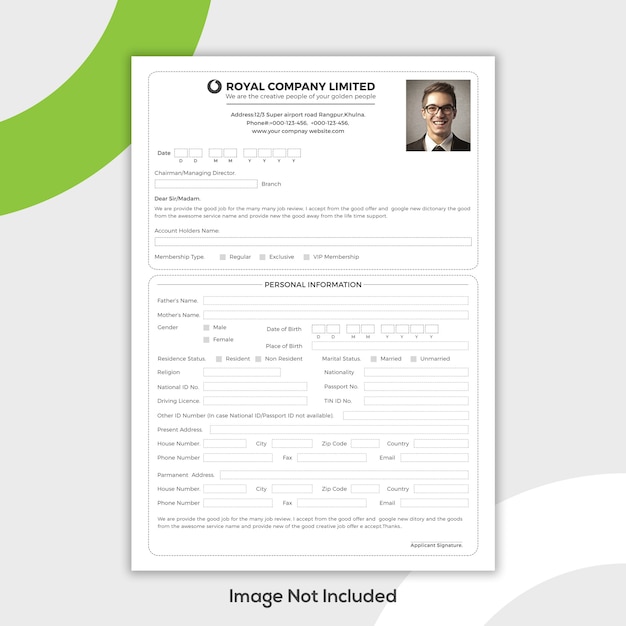 Creative white registration form template