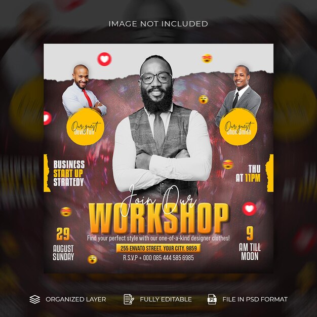 Creative workshop instagram or corporate social media post template