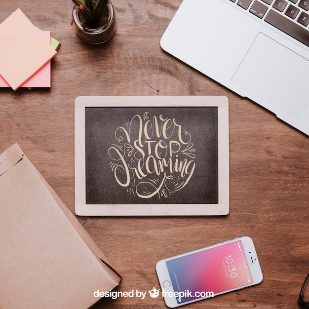 PSD mockup dell'area di lavoro creativa