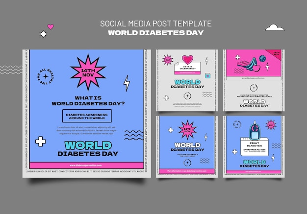 PSD creative world diabetes day ig post templates