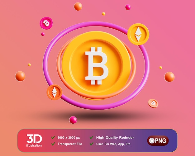 PSD 孤立した背景にクリエイティブプレナー 3 d ビットコイン