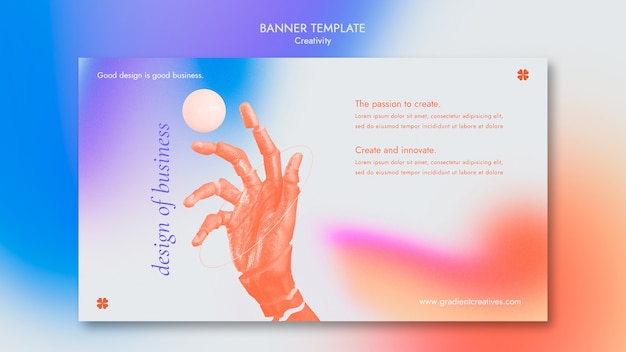 PSD creativity horizontal banner template with subtle gradient style