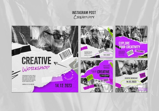 PSD set di modelli di post creativi per instagram