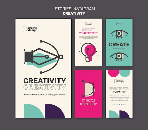 Storie di instagram del laboratorio di creatività