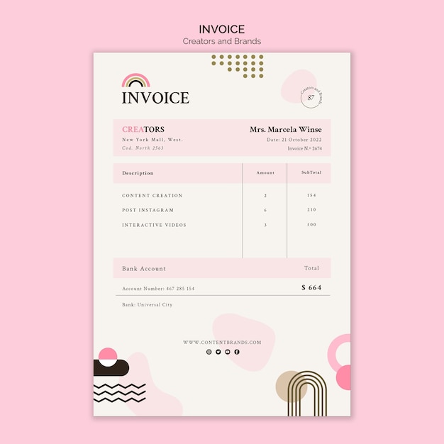 PSD creators and brands invoice template