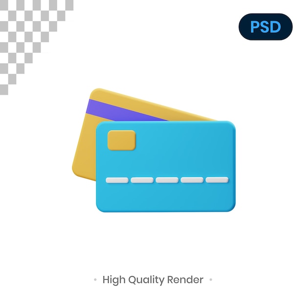 Illustrazione di rendering 3d della carta di credito psd premium