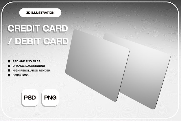 PSD credit card or debit card with silver color