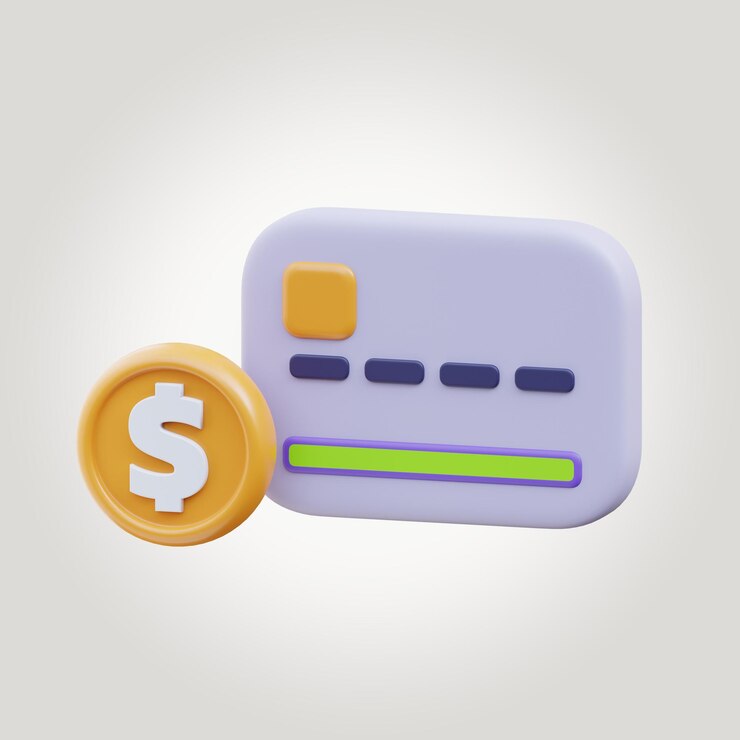 PSD クレジットカードとドルコインのイラストのテンプレートモックアップ