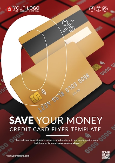 PSD credit card flyer template a business bank concept