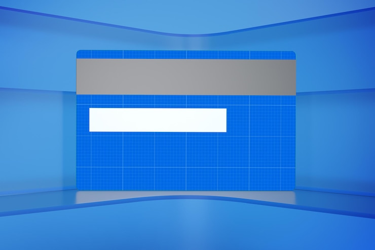 PSD credit card on glass