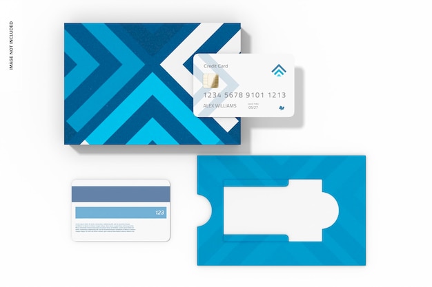 Carta di credito su scatola magnetica mockup