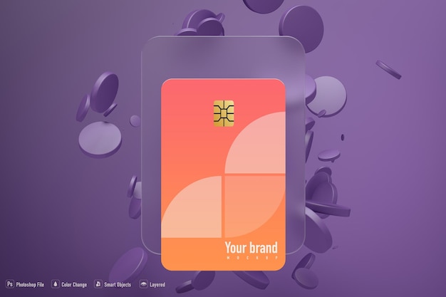 Credit card mockup on lilac backgroundxa