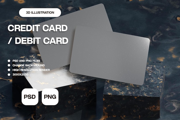 PSD シルバー色のクレジット カードまたはデビット カード