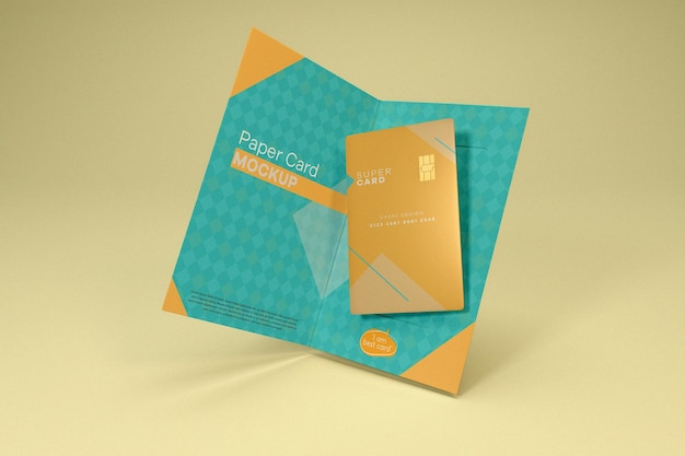 Credit card packaging mockup and credit card bouncing