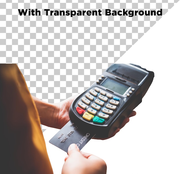 クレジットカードの決済端末 (POS) プラットフォームは透明な背景に隔離されています