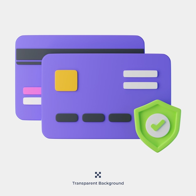 PSD credit card security 3d icon illustration