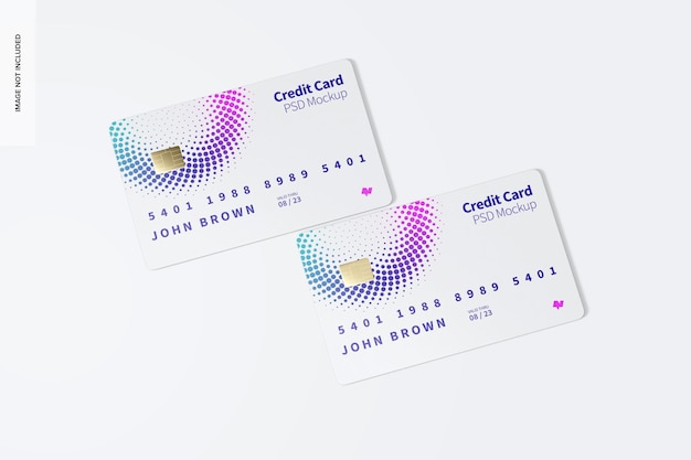 Credit cards mockup, top view