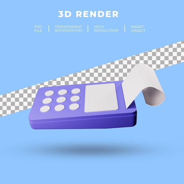 credit and debit card payment terminal 3d rendering isolated