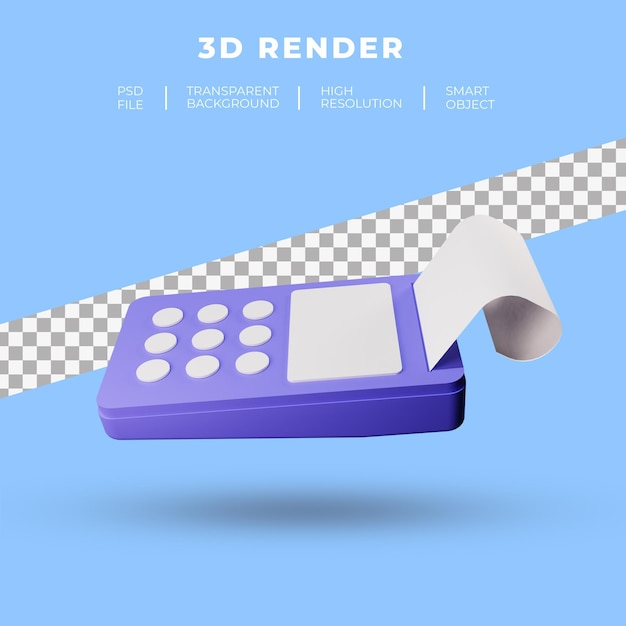 Credit and debit card payment terminal 3d rendering isolated