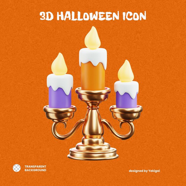 Creepy candlestick 3D Halloween Icon for uiux web app infographic etc