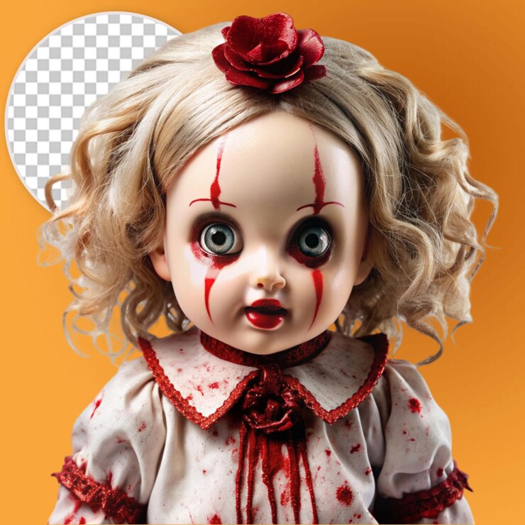 PSD creepy doll with dripping blood