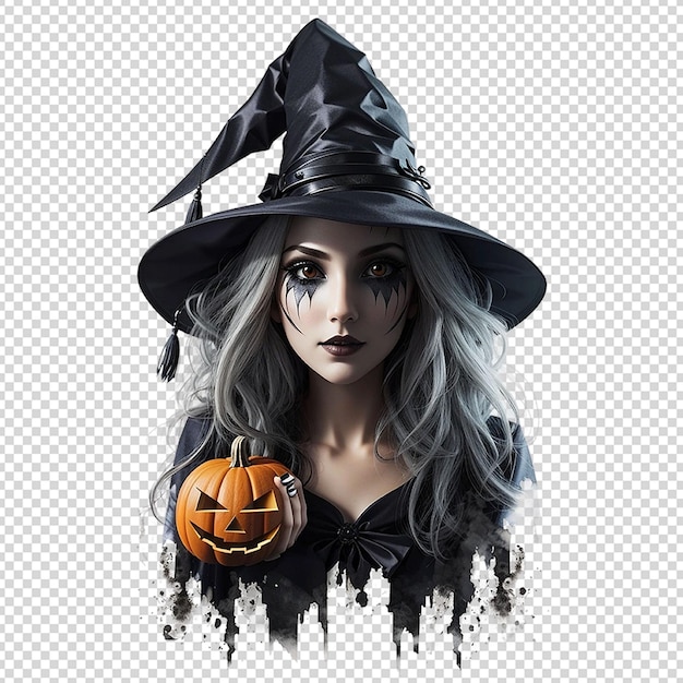 PSD sublimazione del clipart della strega di halloween inquietante