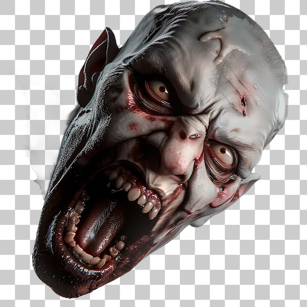 PSD creepy mask revealing bloody face and teeth