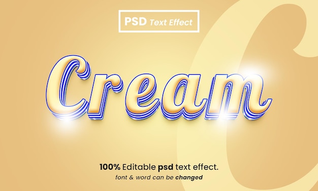 Crème 3d bewerkbaar premium teksteffect met achtergrond