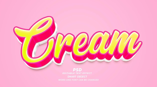 PSD crème 3d bewerkbaar teksteffect photoshop-sjabloon