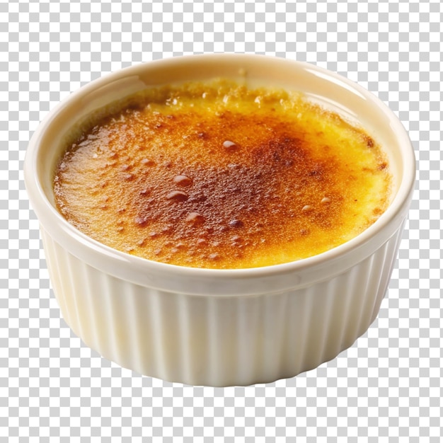 PSD creme brulee na białej misce izolowanej na przezroczystym tle