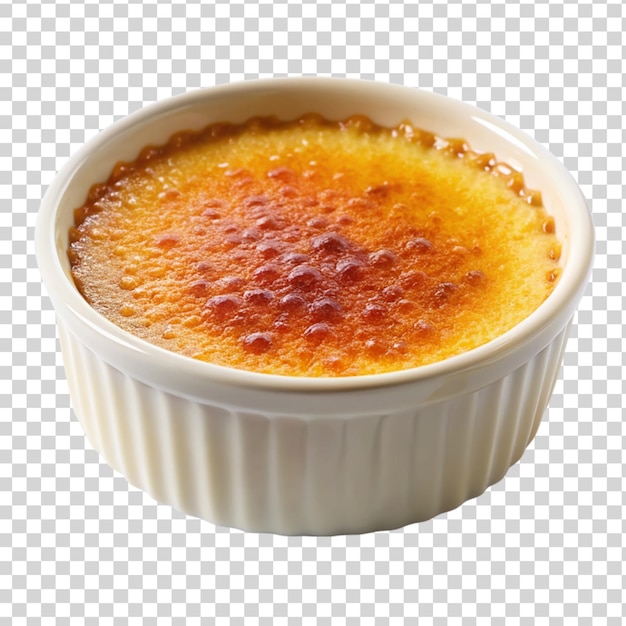 PSD creme brulee на белой чаше, изолированной на прозрачном фоне