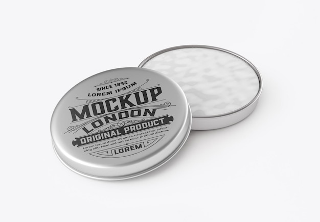 Crème metalen blikken mockup