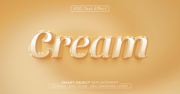 Crème tekst bewerkbaar 3d-stijl teksteffect