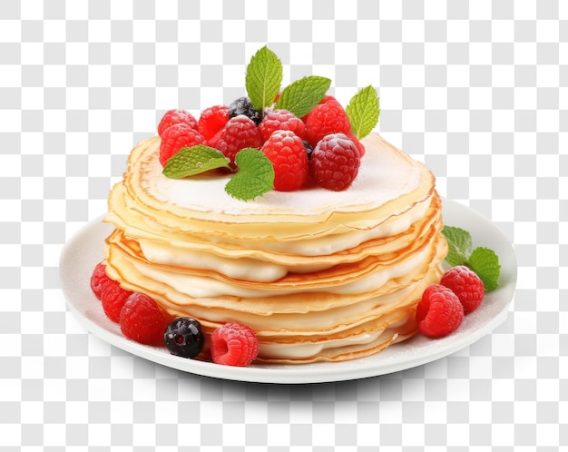 PSD crepe pancake sottili serviti con una varietà di ripieno o topping piatto alimentare