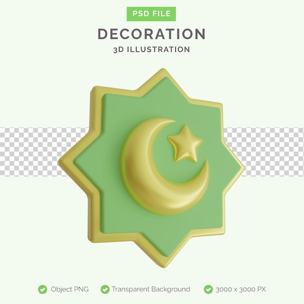 PSD crescent moon decoration 3d illustration