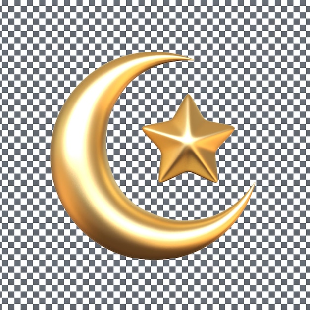 PSD crescent moon and star 3d illustration
