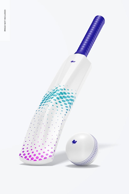 PSD cricket bat en ball mockup