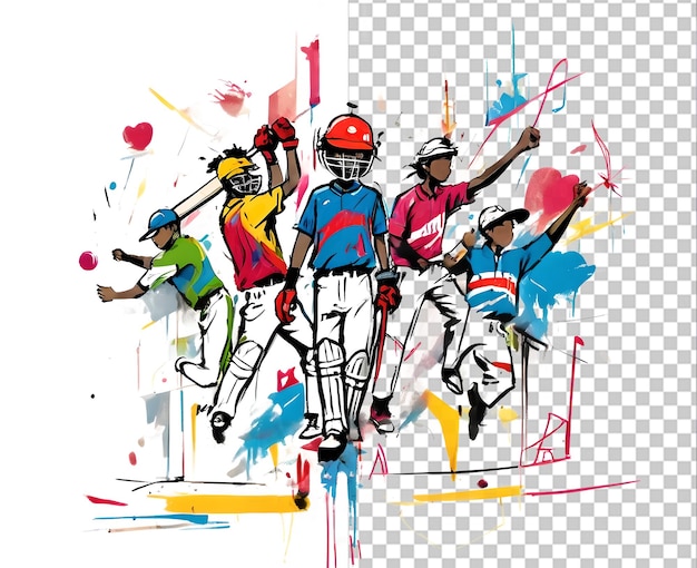 PSD cricket fever freehand grunge graphic design transparent illustration