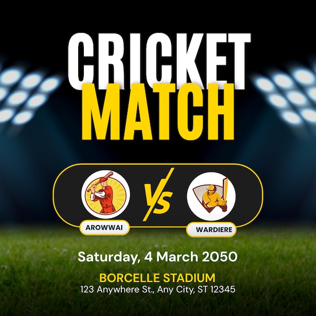 Cricket Football Sports Match day Banner Post PSD