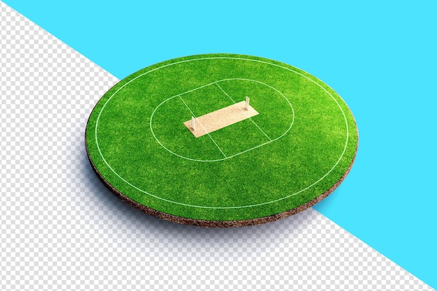 PSD cricket ground with a cricket field in its center cricket pitch wickets 3d illustration
