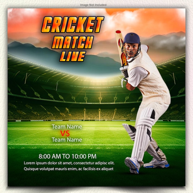 PSD cricket sport poster ontwerp sjabloon