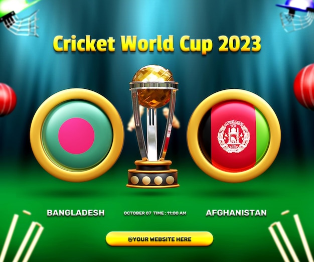 PSD cricket world cup bangladesh vs afghanistan match banner