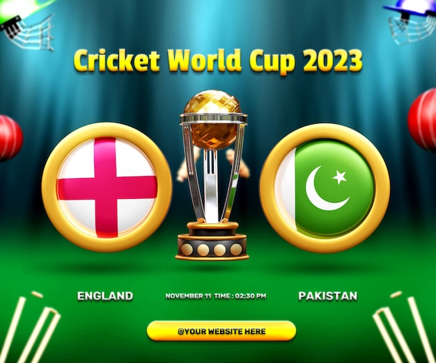 Cricket World Cup groepsfase Engeland versus Pakistan wedstrijdbanner