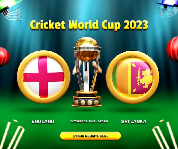 Cricket World Cup groepsfase Engeland versus Sri Lanka wedstrijdbanner