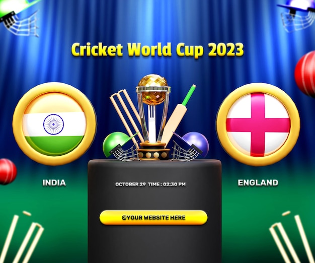 Cricket World Cup groepsfase India vs Engeland wedstrijdbanner