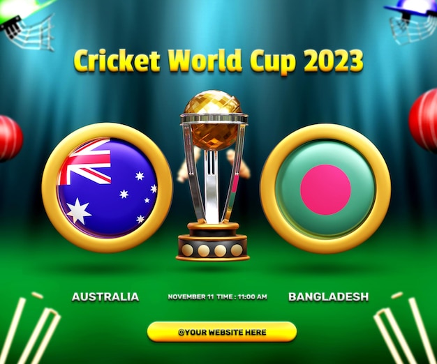 Cricket world cup group stage Australia vs Bangladesh match banner