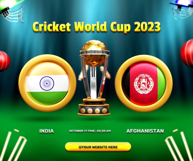 PSD cricket world cup group stage india vs afghanistan match banner