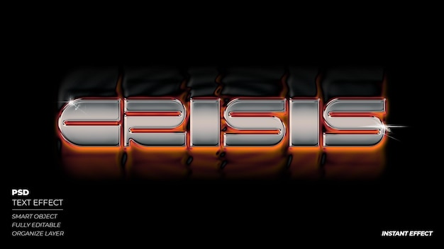 PSD crisis chrome text effect