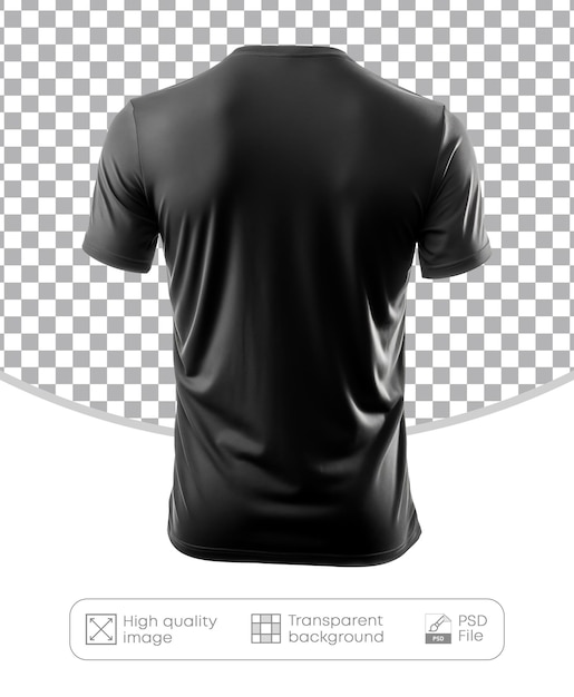 PSD crisp canvas frontal elegance of the isolated black tshirt na przezroczystym tle